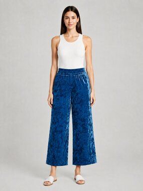 A New Day Navy Blue Velvet Wide Leg Ankle Pull-On Pants Size Large